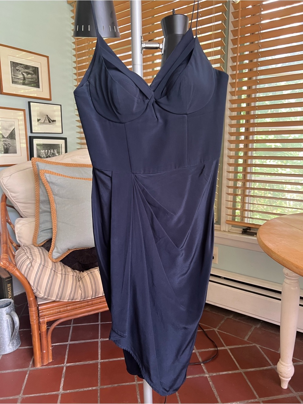 Zimmermann Midnight Navy Draped Cup-Detail Midi Dress